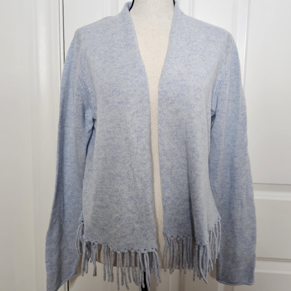 Elegant Sky Blue Fringe Cardigan